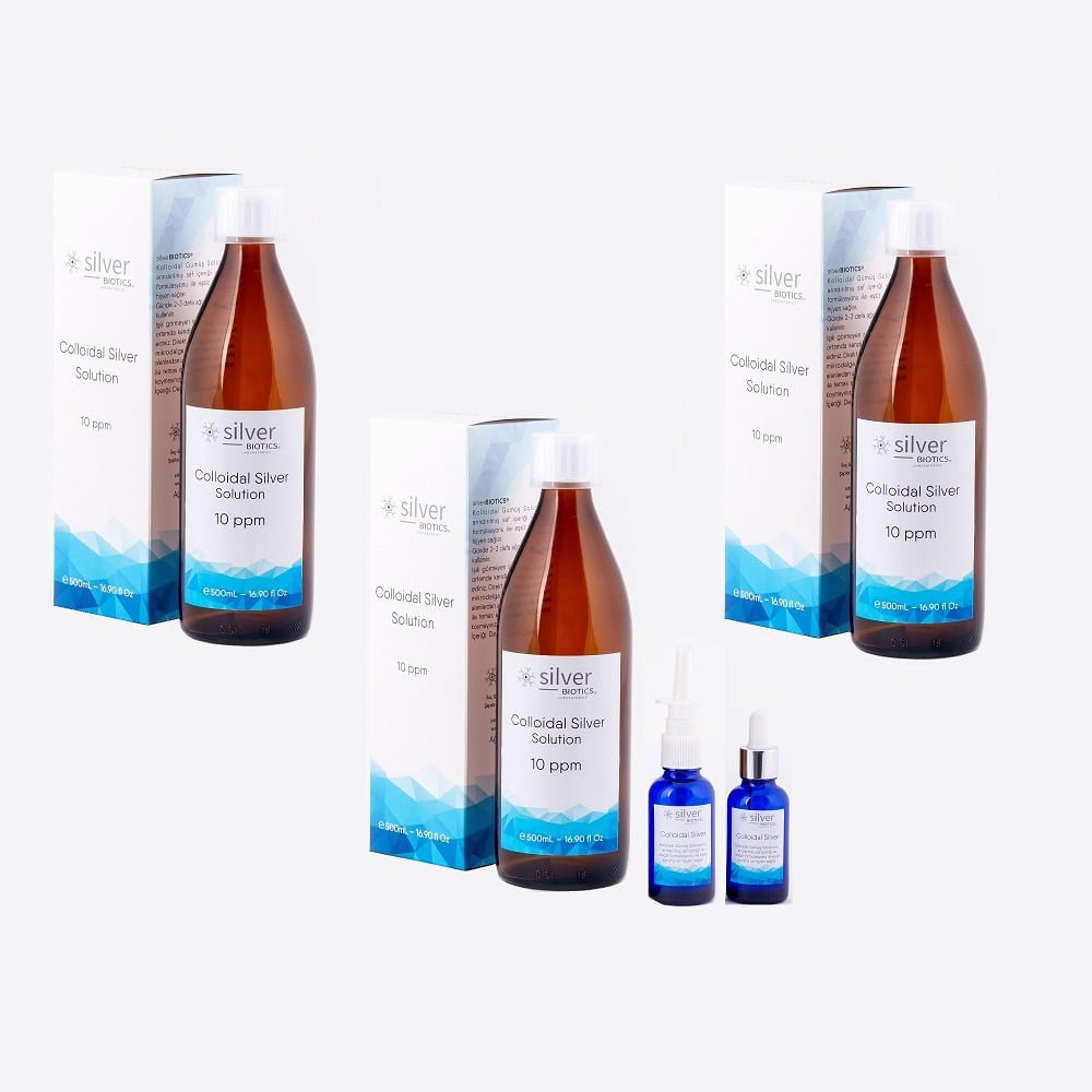 silverBIOTICS 10ppm 500ml 3lü Set HydraSense Kolloidal Gümüş Suyu