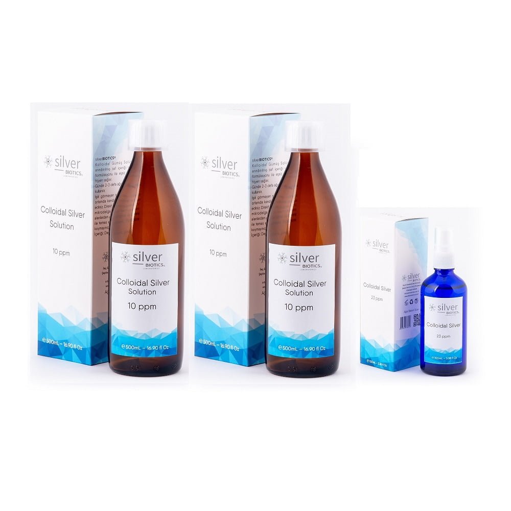 silverBIOTICS 10ppm Kolloidal Gümüş Suyu 1000ml + 23ppm Kolloidal Gümüş Suyu Sprey 100ml