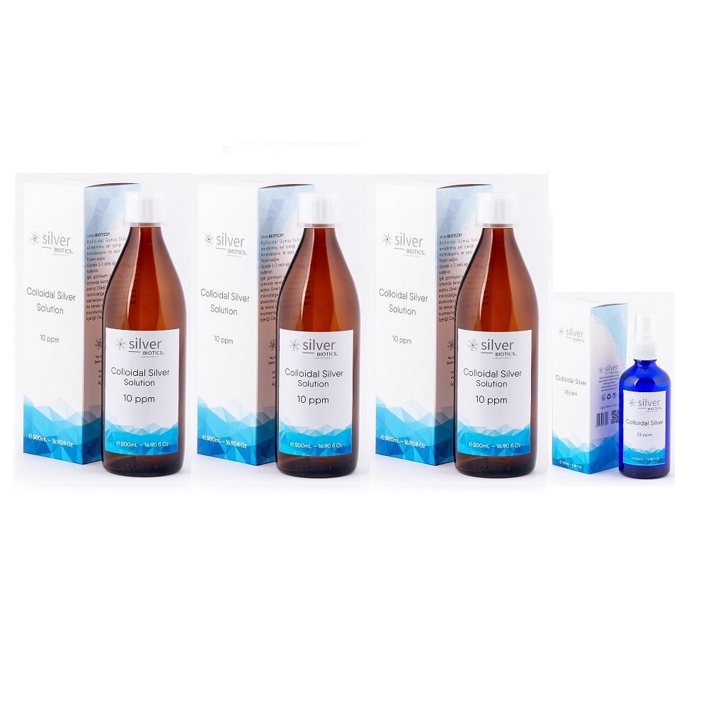 silverBIOTICS 10ppm Kolloidal Gümüş Suyu 1500ml + 23ppm Kolloidal Gümüş Suyu Sprey 100ml