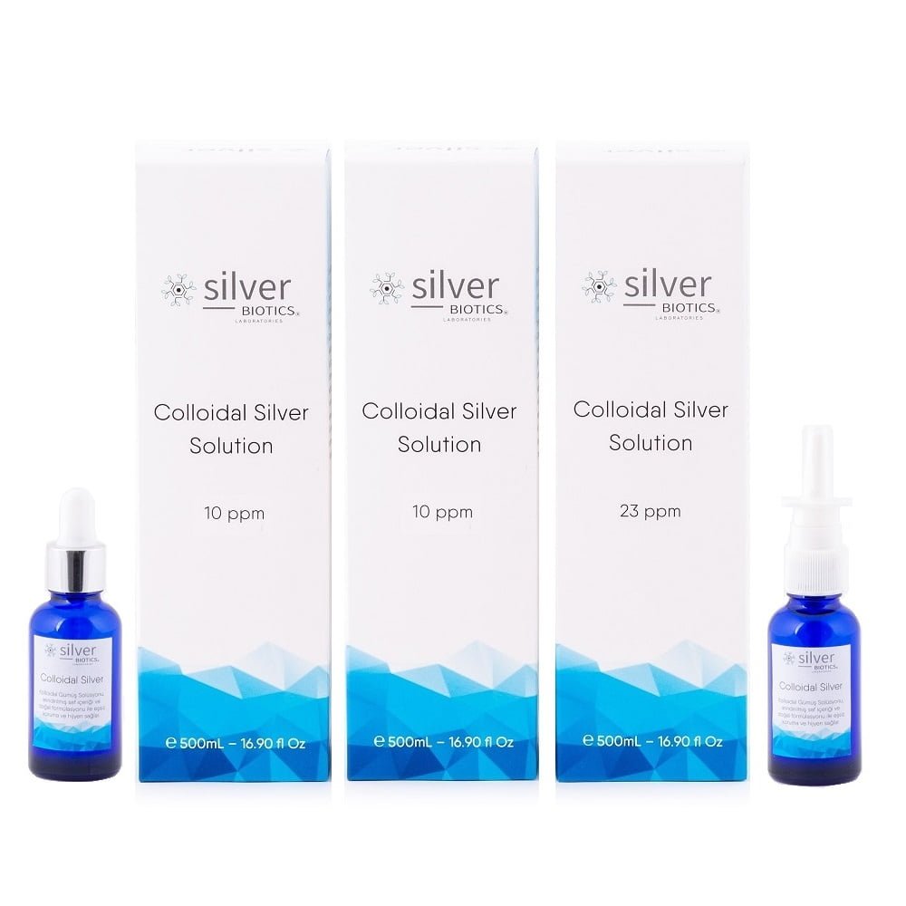 silverBIOTICS 10ppm + 10ppm + 23ppm Kolloidal Gümüş Suyu 1500ml - Aile Seti