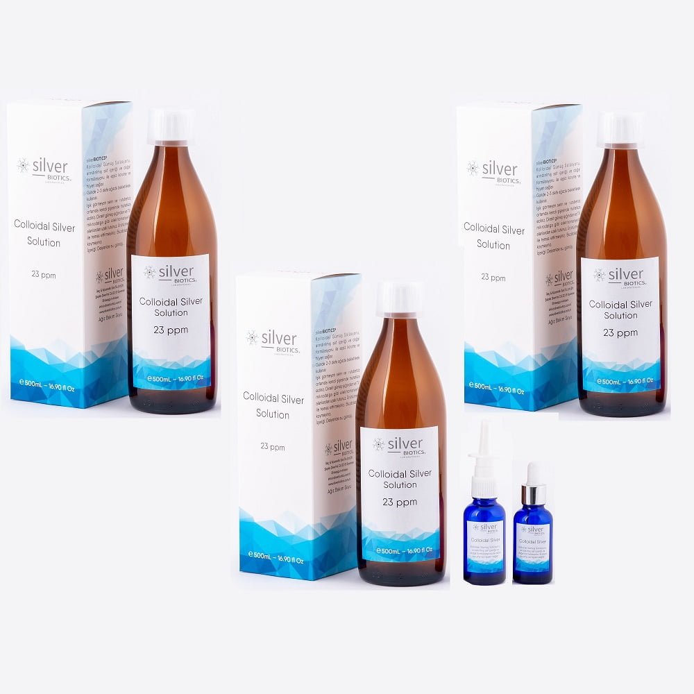 silverBIOTICS 23ppm 500ml 3lü Set Kolloidal Gümüş Suyu