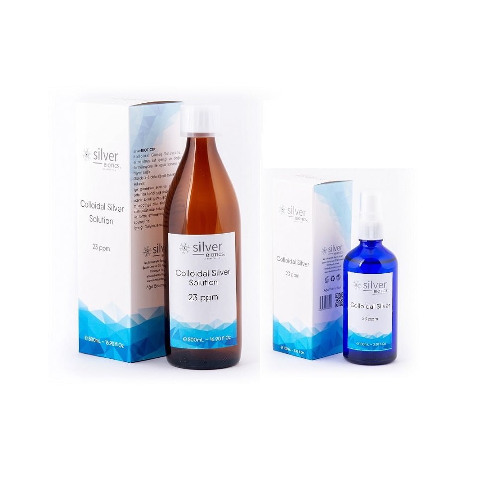 silverBIOTICS 23ppm Kolloidal Gümüş Suyu 500ml + 23ppm Kolloidal Gümüş Suyu Sprey 100ml